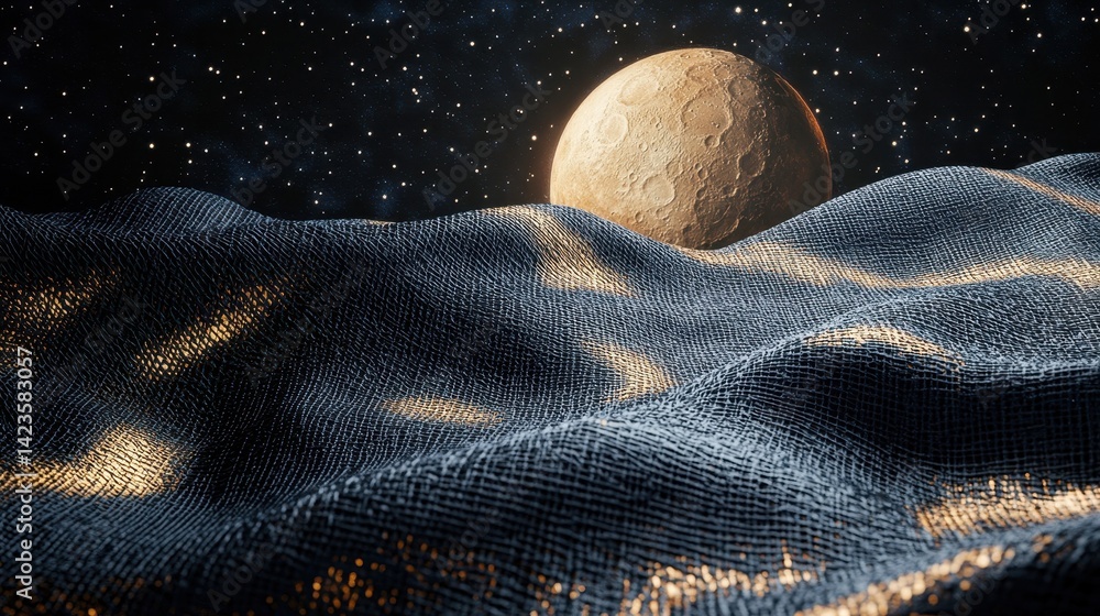 Wall mural shimmering moonlight glows through shadows on a backdrop