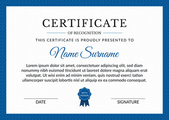 Certificate of recognition. A4 printable template, EPS 10