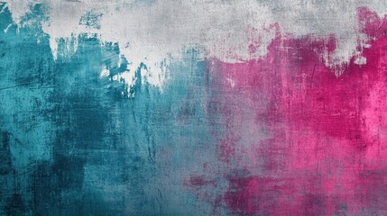 Obraz premium Teal magenta and gray brushwork on parchment wallpaper