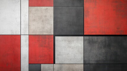 Fototapeta premium Crimson grid layout on light concrete for Bauhaus wallpaper