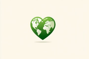 Minimalist icon of Earth with a green heart overlay