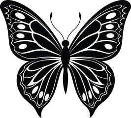 Elegant Butterfly in Black | Nature Silhouette Vector