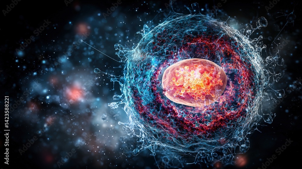 Aufkleber Exploring cellular structures microcosm digital art abstract environment close-up scientific visualization