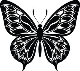 Elegant Butterfly in Black | Nature Silhouette Vector