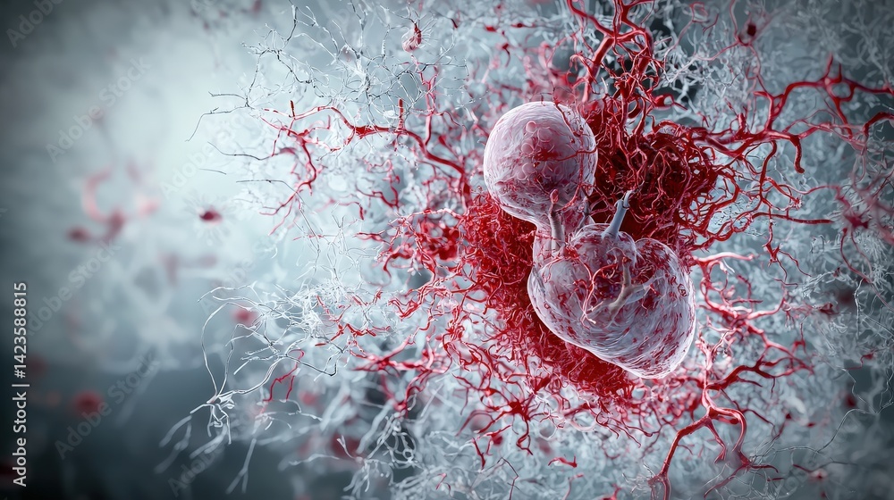 Poster Cellular division and interaction microscopic environment digital art scientific visualization abstract viewpoint