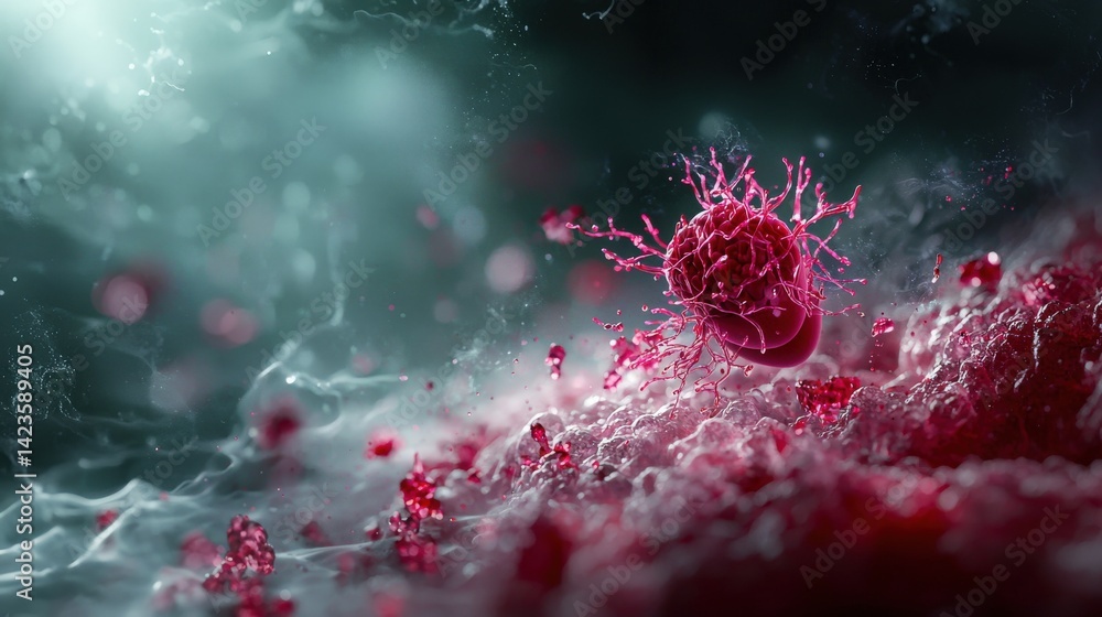 Poster Dynamic cellular activity microscopic world science visualization abstract environment close-up perspective