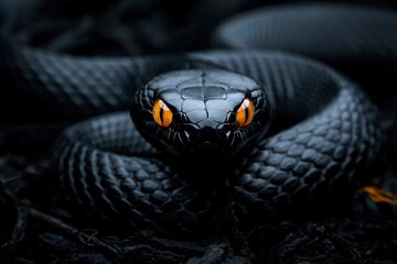 Fototapeta premium Black snake close-up