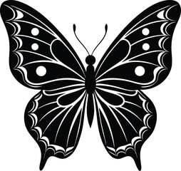Elegant Butterfly in Black | Nature Silhouette Vector