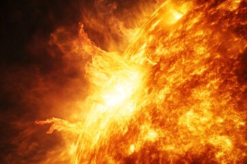 The Sun Surface Emitting Powerful Flare Radiation and Plasma Ejections