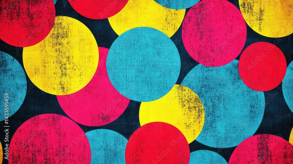 Poster pop art circles in high contrast colors on canvas background