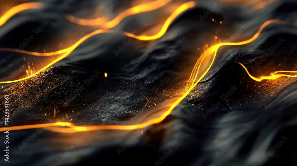 Poster captivating dance of molten brilliance illuminating dark waves of earth's canvas in a mesmerizing di