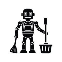 cartoon illustration of a cleaning with mop