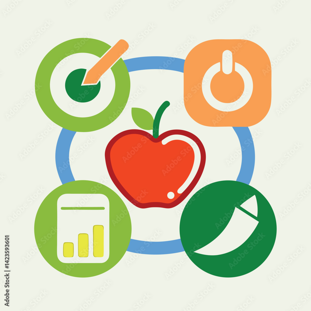 Poster helpful vector logo design for a nutrition tracking application featuring elements that represent he