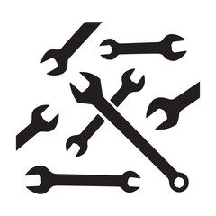 Black silhouette of Wrenches vector White Background.