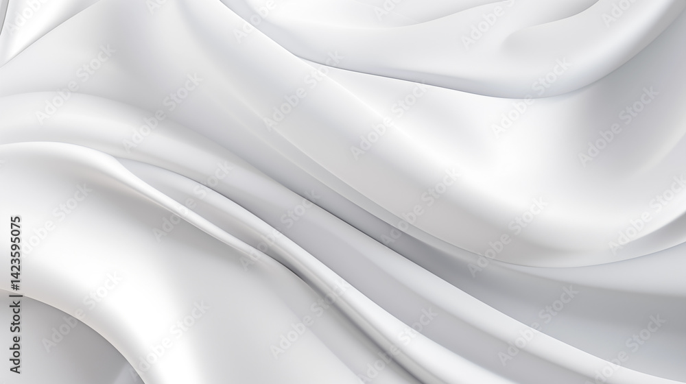 Poster abstract soft fabric texture in white tones with elegant flowing shapes and a high-end clean aesthet