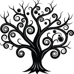 tree with roots with shilloute vector
