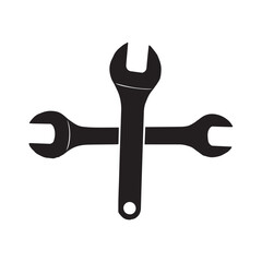 Black silhouette of Wrenches vector White Background.
