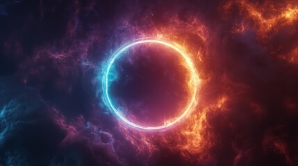 Obraz premium Glowing circle abstract background