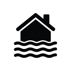 Flooded house icon symbolizing environmental disaster and risk
