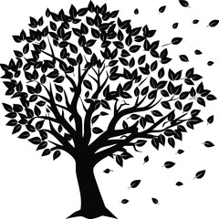 tree with roots with shilloute vector
