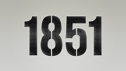 3D Bold metal number 1851 on silver background.	