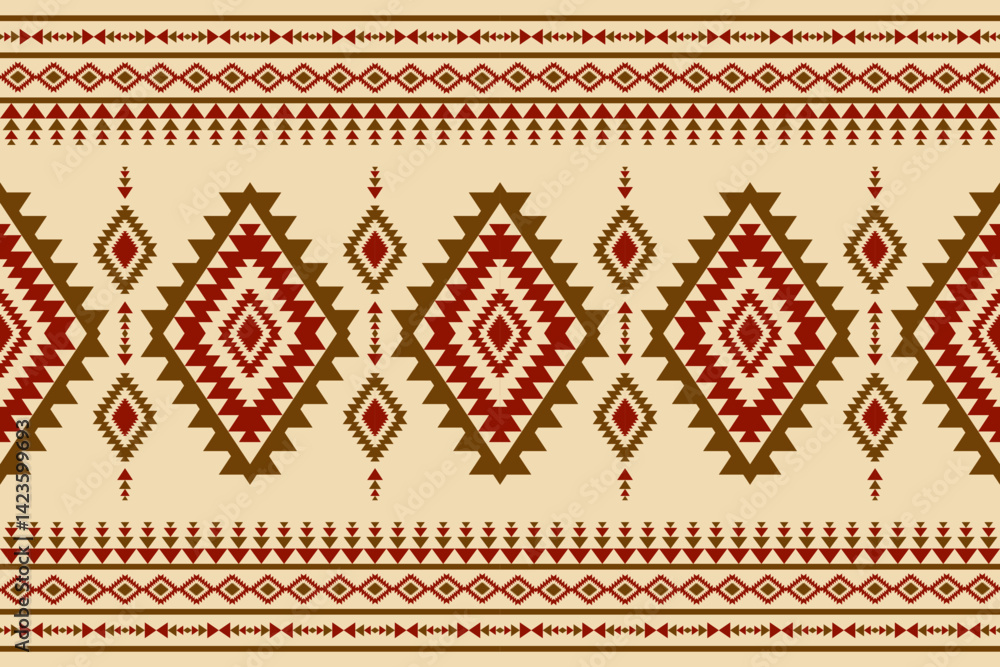 Aufkleber Seamless ethnic pattern with geometric shapes and tribal elements creating a decorative background design.
