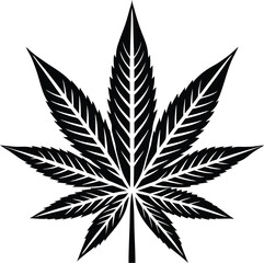 Cannabis Leaf in Black | Bold Herbal Silhouette Vector for Print, Craft & Alternative Design Projects