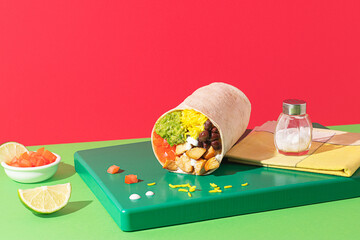 Colorful Burrito on bold Background