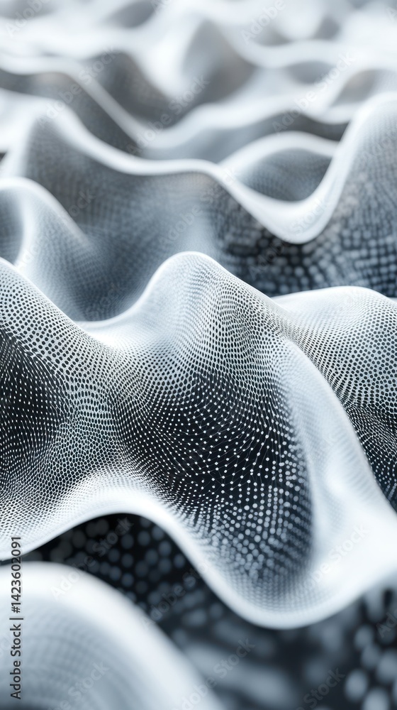 Poster abstract representation of flowing waves with a textured pattern in monochrome shades