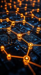 Visual representation of a digital network with bright connections and data nodes across a dark background