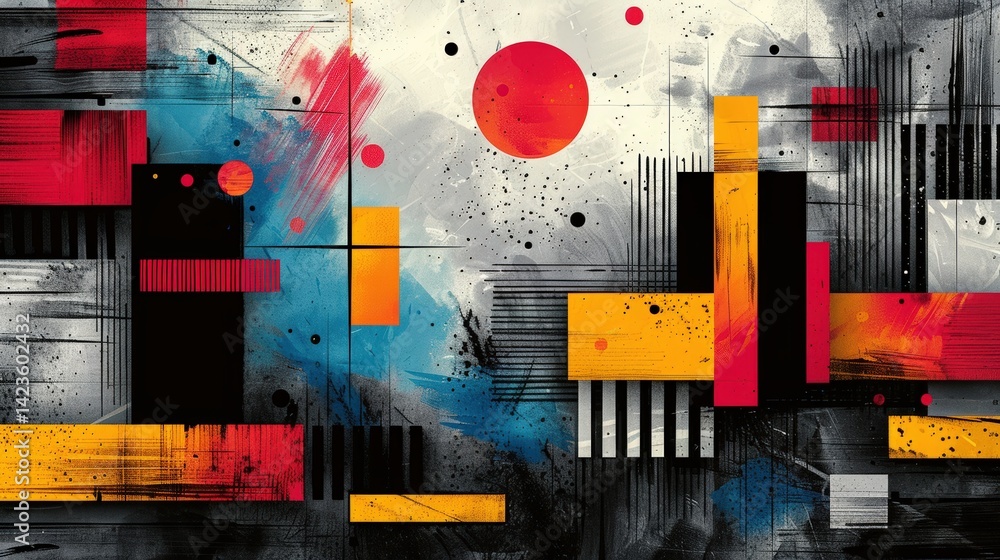 Aufkleber dynamic interplay of colors and shapes in abstract digital painting design
