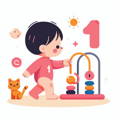 vector image of a child playing