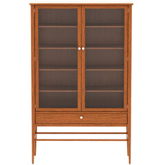 Obraz premium 3d render glass display cabinet with shelves with transparent background