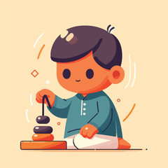 vector image of a child playing