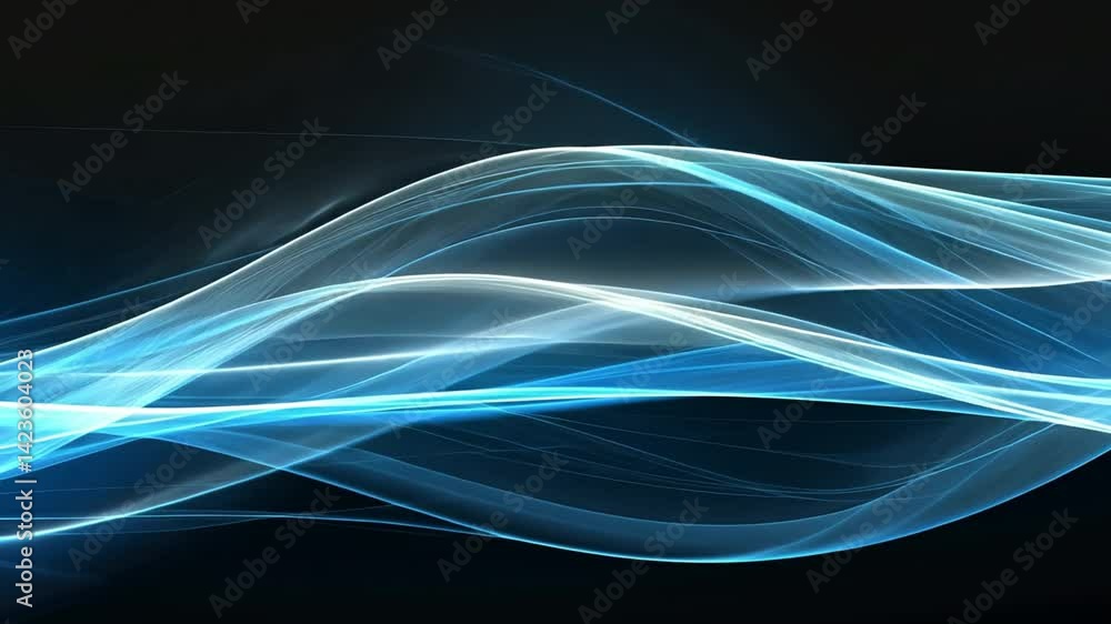 Poster dynamic abstract background flowing blue light waves create energy and movement in creative technolo