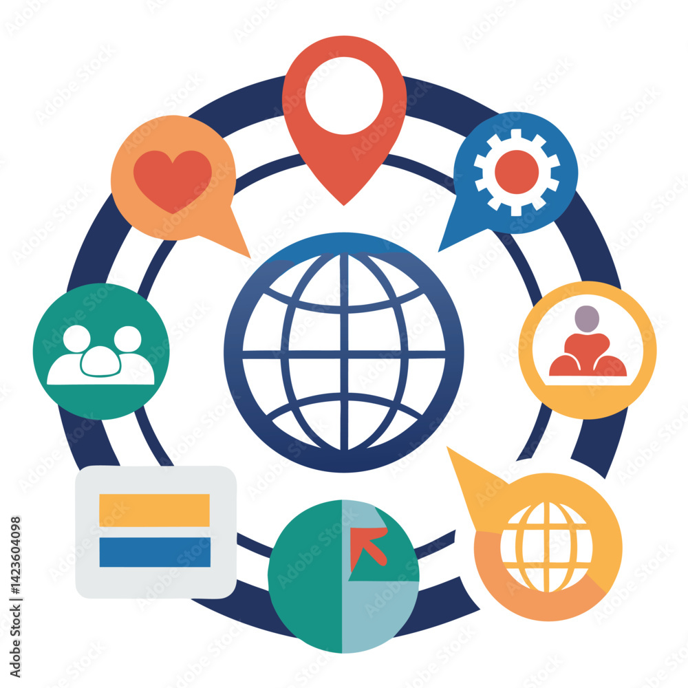 Poster creative vector logo design for translation services showcasing global communication and connection 