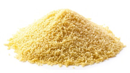An inviting plate of couscous is attractively presented. The couscous, a staple in North African cuisine, features small, light - colored granules that are fluffy and tender