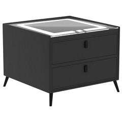 3d render black modern nightstand with transparent background