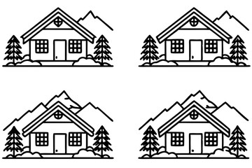 Rustic Winter Cabin Line Design