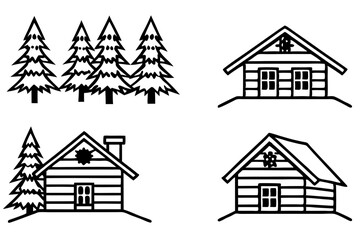Rustic Winter Cabin Line Design
