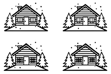 Fototapeta premium Rustic Winter Cabin Line Design