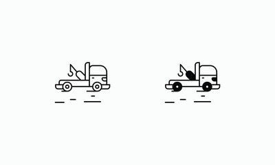 Tow Truck icons set Line and Glyph black vector icon stock illustration