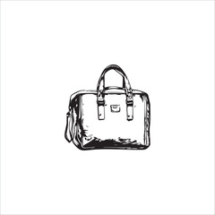 image of a hand-held stylish briefcase, black and white, graphics, vector
