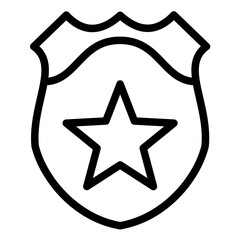 Police Badge Line Icon Style