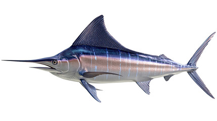 streamlined marlin with pointed bill, sleek body, clean 