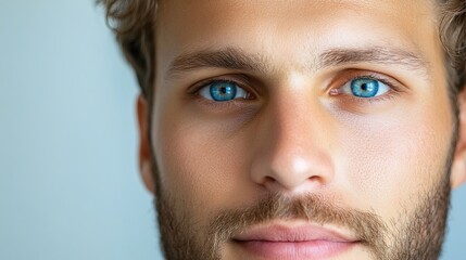 Obraz premium A man with a square face, blue eyes 