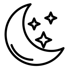 Crescent Moon Line Icon Style