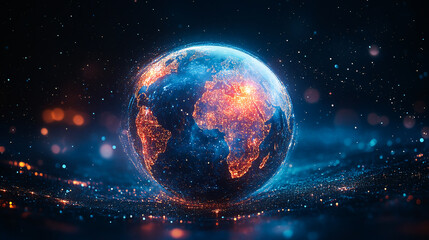 Obraz premium Internet, social network and 3d global group with abstract connection for digital illustration or communication. Community, contact and chat on web with team icon, media or technology for information