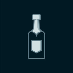 Line Champagne bottle icon isolated on black background. Flat filled outline style with shadow. Vector