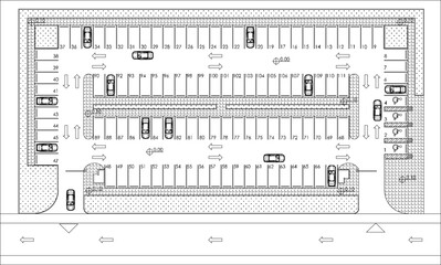 silhouette design vector illustration sketch drawing site layout plan public parking lot © ibu